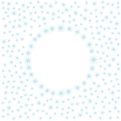 Festive decorative frame made of snowflakes on a white background. For posters, postcards, greeting for Christmas, new year.