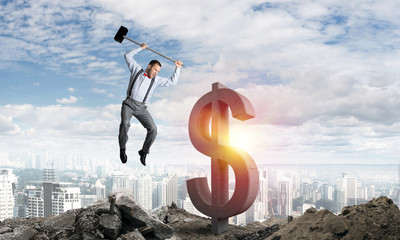 Global business and money concepts. Falling dollar currency.