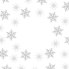 Festive decorative frame made of snowflakes on a white background. For posters, postcards, greeting for Christmas, new year.