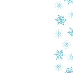 Festive decorative frame made of snowflakes on a white background. For posters, postcards, greeting for Christmas, new year.