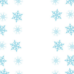 Festive decorative frame made of snowflakes on a white background. For posters, postcards, greeting for Christmas, new year.