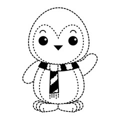 cute penguin with christmas scarf kawaii