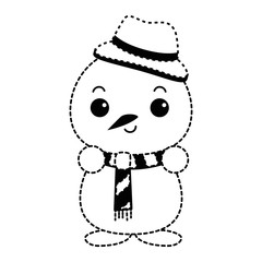 snowman with christmas hat kawaii character