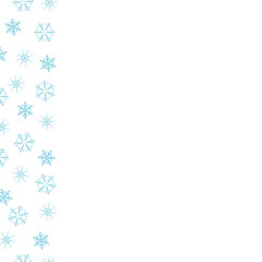 Festive decorative frame made of snowflakes on a white background. For posters, postcards, greeting for Christmas, new year.