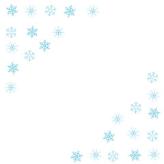 Festive decorative frame made of snowflakes on a white background. For posters, postcards, greeting for Christmas, new year.