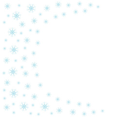 Festive decorative frame made of snowflakes on a white background. For posters, postcards, greeting for Christmas, new year.