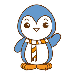cute penguin with christmas scarf kawaii