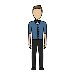 colorful waiter man over white background  vector illustration