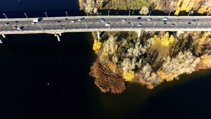 aerial view of Paton bridge in Kiev, Ukraine