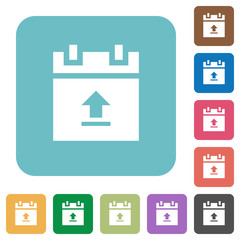 Upload schedule data rounded square flat icons