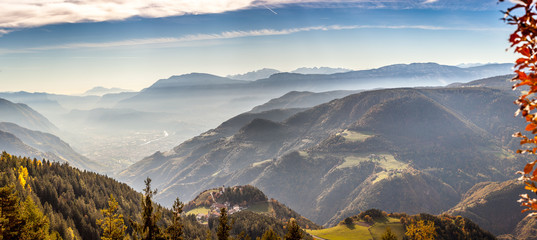 Adige valley with city of Bolzano/Bozen autumnal panorama, Alto Adige/South Tirol, Italy - obrazy, fototapety, plakaty