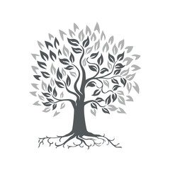 Obraz premium Stylized Oak Tree with Roots Retro