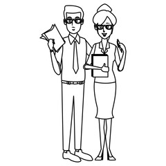 Business couple teamwork icon vector illustration graphic design