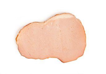 smoked slices of meat isolated on a white background
