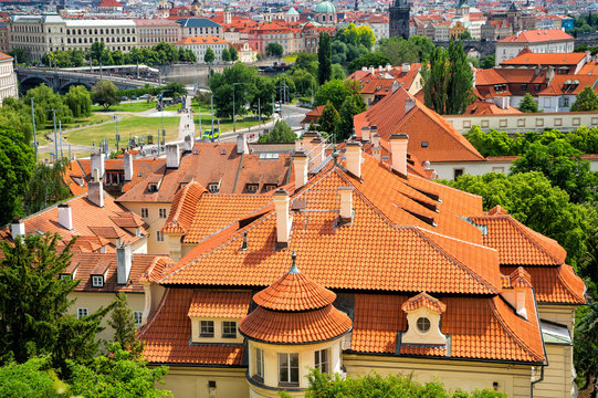 Lesser town houses in Prague, Czech Republic, top view