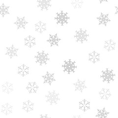 Seamless pattern. Christmas abstract background made of snowflakes on white. Design postcards, posters, greeting for the new year.