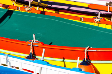 Fototapeta na wymiar multicolored boats in seaport
