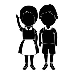 little students with uniform characters