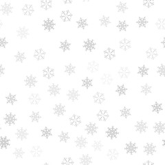 Seamless pattern. Christmas abstract background made of snowflakes on white. Design postcards, posters, greeting for the new year.