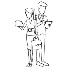 Business couple teamwork icon vector illustration graphic design