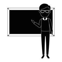 teacher male with chalkboard avatar character vector illustration design