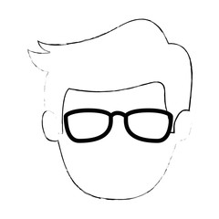 young man head avatar character vector illustration design