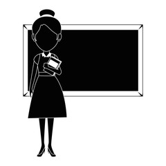 beautiful teacher female with chalkboard avatar character
