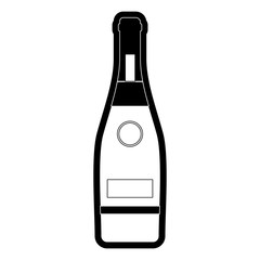 flat line  monochromatic  bottle champagne over white background  vector illustration