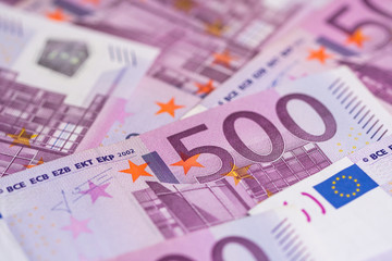 Five hundred Euro bills, background image