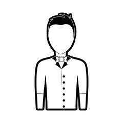 flat line monochromatic waiter man over white background  vector illustration