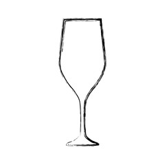 flat line uncolored  glass over white background  vector illustration