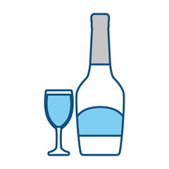 champagne bottle and glasses icon over white background vector illustration