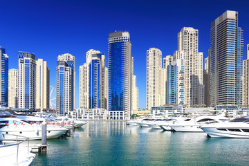 Fototapeta na wymiar District with marina in Dubai