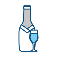 champagne bottle and glasses icon over white background vector illustration