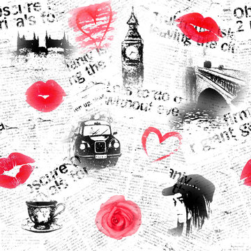 Black white and red London background