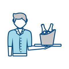 bartender holding a tray with drinks icon over white background vector illustration
