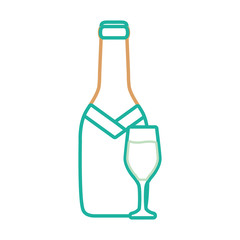 champagne bottle and glasses icon over white background vector illustration