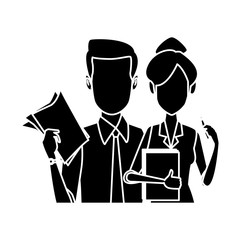 Business couple teamwork icon vector illustration graphic design