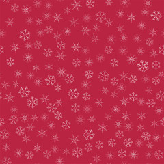 abstract seamless pattern Christmas background of snowflakes on a red. For design of cards, invitations, greeting for the new year.