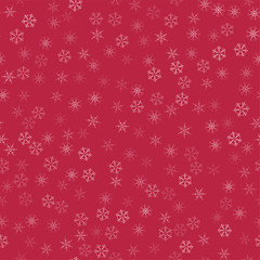 abstract seamless pattern Christmas background of snowflakes on a red. For design of cards, invitations, greeting for the new year.