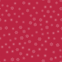 abstract seamless pattern Christmas background of snowflakes on a red. For design of cards, invitations, greeting for the new year.