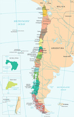 Fototapeta na wymiar Chile Map - Detailed Vector Illustration