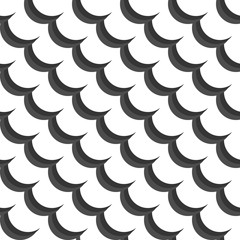 Abstract vector seamless pattern with circles on white background. Flat illustration of grey moons. Color image with geometric figures. Hipster filing. The composition of scales. Cute print