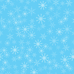 Christmas background of snowflakes. For posters, postcards, greeting for holiday, party, celebration, new year.