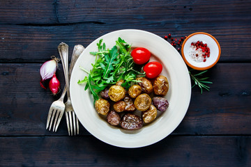 Fried potatoes dinner plate