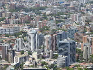 Fototapeta na wymiar Aerial view of skyscrapers in Santiago, Chile