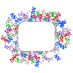 White square New Year background with colorful serpentine. Vector illustration.