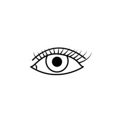 caucasian female eye wide open with eyebrow icon. Body part element. Premium quality graphic design. Signs, outline symbols collection, simple thin line icon for websites, web design