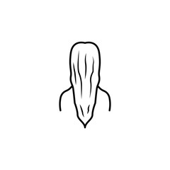 Lady with a long hair icon. Body part element. Premium quality graphic design. Signs, outline symbols collection, simple thin line icon for websites, web design, mobile app, info graphics