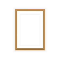 Fototapeta premium Realistic gold frame isolated on grey background. Perfect for your presentations. Vector illustration.